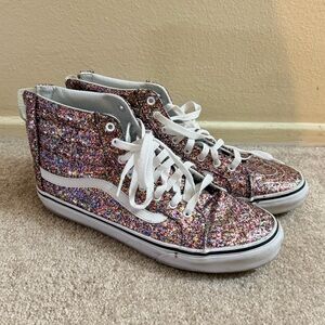 Vans Sk8-Hi Glitter High Top Sneakers Zip Back Women’s 10 / Men’s 8.5 Rare